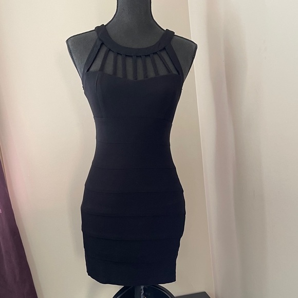 Black Caged Halter Bodycon dress - Picture 3 of 11